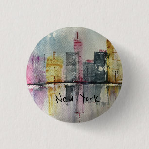 Badge Rond 2,50 Cm Nouvelle York NYC Skyline Paysage original  