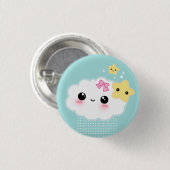 Badge Rond 2,50 Cm Nuage de Kawaii et étoiles mignonnes (Devant & derrière)
