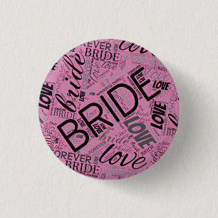 Badge Rond 2,50 Cm Nuage de mots de la mariée Noir ID253