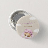 Badge Rond 2,50 Cm Nuage d'ours bébé fille douche (Devant & derrière)