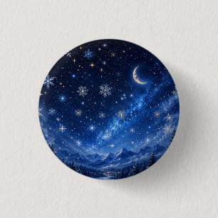 BADGE ROND 2,50 CM NUIT ÉTOILÉE BLEUE   ÉPINGLE CÉLESTE PERSONNALISÉE