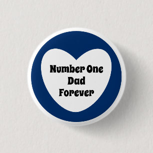 Badge Rond 2,50 Cm Numéro Un papa mignon Marine Bleu Blanc Coeur