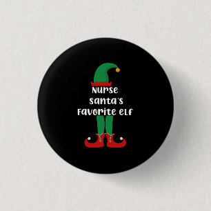 Badge Rond 2,50 Cm Nurse Santa's Favorite Elf Funny Nurse Christmas