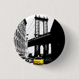 Badge Rond 2,50 Cm Nyc Brooklyn Bridge New York City Taxi jaune