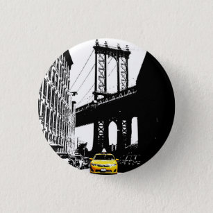 Badge Rond 2,50 Cm Nyc Brooklyn Bridge New York City Taxi jaune