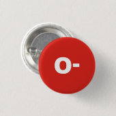 Badge Rond 2,50 Cm O- Sanguin / Groupe Rh (Rhesus) Insigne Négatif (Devant & derrière)