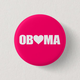 BADGE ROND 2,50 CM ""OBAMA" ÉCRIT AVEC LE COEUR "