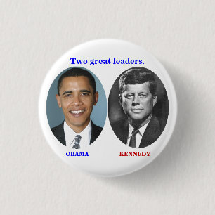 Badge Rond 2,50 Cm OBAMA KENNEDY Deux grands dirigeants.