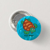 Badge Rond 2,50 Cm Ocean Aquatic Cute Turtle Custom Button (Devant & derrière)