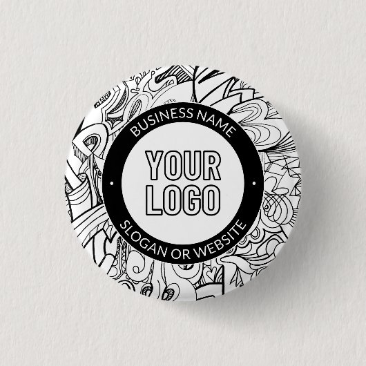 Badge Rond 2,50 Cm OEuvre de ligne moderne et votre logo avec texte m (Devant)