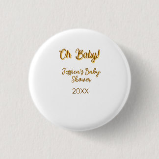 Badge Rond 2,50 Cm oh bébé fête de bébé mixte orange doré n