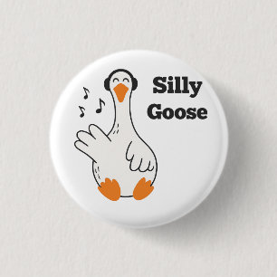 Badge Rond 2,50 Cm Oie Ridicule Avec Écouteurs – Oie Drôle Mignonne