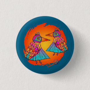 Badge Rond 2,50 Cm Oiseaux de couleur