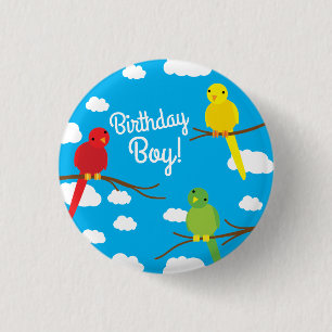 Badge Rond 2,50 Cm Oiseaux mignons colorés Printemps 1er Anniversaire