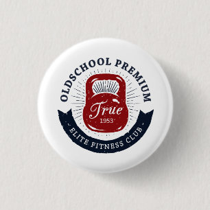 Badge Rond 2,50 Cm Old School Premium Véritable Club de Fitness Elite