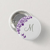 Badge Rond 2,50 Cm Olive vert violet Floral Monogramme initial (Devant & derrière)