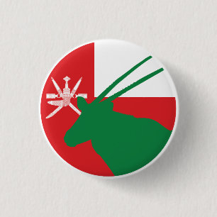 Badge Rond 2,50 Cm Oman Arabe oryx Omani Drapeau animal national
