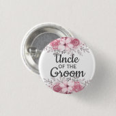 Badge Rond 2,50 Cm Oncle des Fleurs roses du marié Bouton (Devant & derrière)