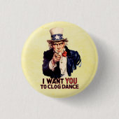 Badge Rond 2,50 Cm Oncle Sam Clogging danse (Devant)