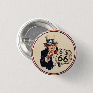 Badge Rond 2,50 Cm Oncle Sam Vintage Route 66 Patriotique Americana