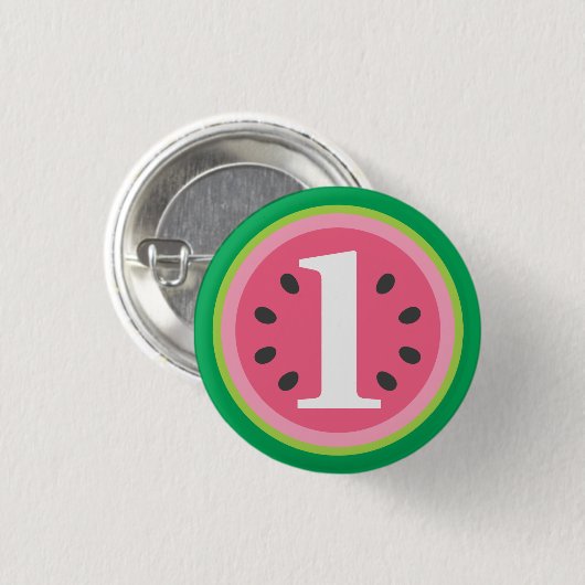 Badge Rond 2,50 Cm One in a Melon Watermelon 1er Anniversaire Fête Fa (Devant & derrière)