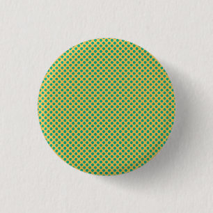 Badge Rond 2,50 Cm Or jaune avec Pois vert émeraude STaylor