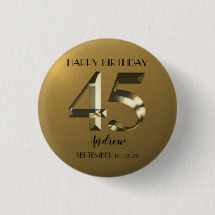 Badge Rond 2,50 Cm Or métallique 45e anniversaire