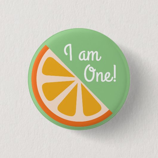 Badge Rond 2,50 Cm Orange Citrus Trancher Fruit 1er Anniversaire Bout (Devant)