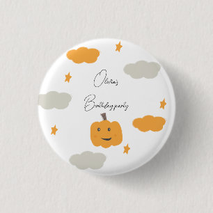 Badge Rond 2,50 Cm Orange Notre Petit Citrouille Anniversaire Lune St