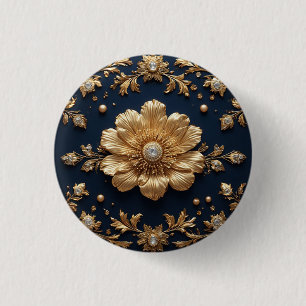 Badge Rond 2,50 Cm Ornement floral doré