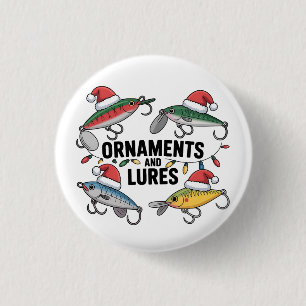 Badge Rond 2,50 Cm Ornements et leures Funny Noël Père Noël Pêche