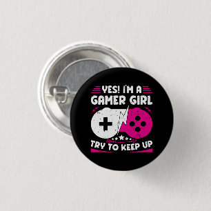 Badge Rond 2,50 Cm Oui Je suis Une Gamer Girl Funny Video Gamer Gift 
