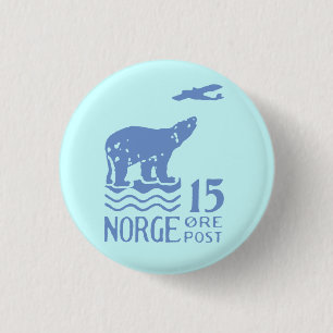 Badge Rond 2,50 Cm Ours blanc 1925 norvégien