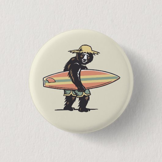 Badge Rond 2,50 Cm Ours de surf (Devant)