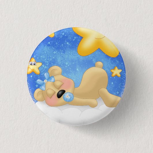 Badge Rond 2,50 Cm Ours d'or bleu (Devant)
