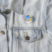Badge Rond 2,50 Cm Ours d'or bleu (En situation)