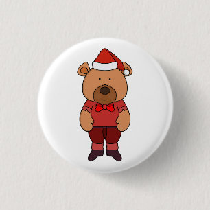 Badge Rond 2,50 Cm Ours doux de père Noël