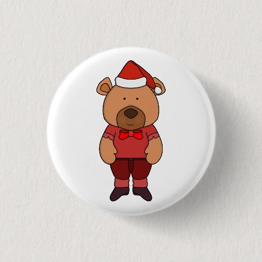 Badge Rond 2,50 Cm Ours doux de père Noël (Devant)