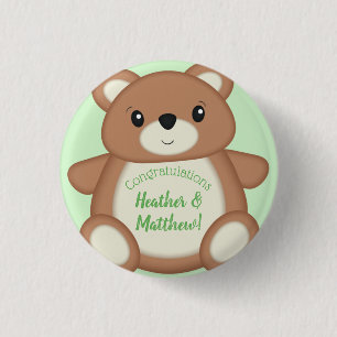 Badge Rond 2,50 Cm Ours en peluche vert