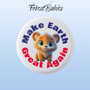 Badge Rond 2,50 Cm Ours Grizzli, Rendre la Terre grande De l'environn