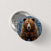 Badge Rond 2,50 Cm Ours grizzly (Devant & derrière)