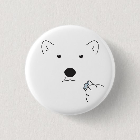 Badge Rond 2,50 Cm Ours polaire mangeant un Marshmallow (Devant)