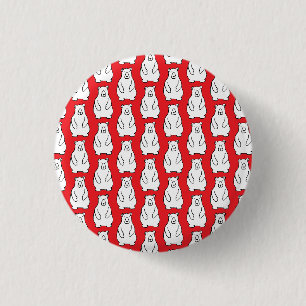 Badge Rond 2,50 Cm Ours polaires grizzly de dessin animé drôle rouge