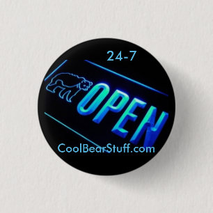 Badge Rond 2,50 Cm ouvrez 24-7 CoolBearStuff.com