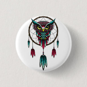 Badge Rond 2,50 Cm Owl dreamcatcher.