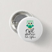 Badge Rond 2,50 Cm Owl miss you prof green (Devant & derrière)