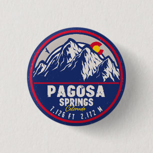 Badge Rond 2,50 Cm Pagosa Springs Colorado Retro Sunset Mountain
