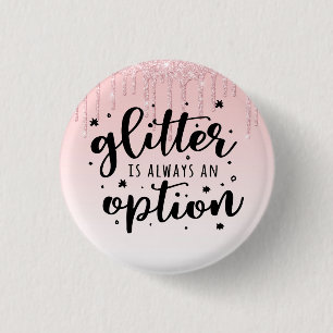Badge Rond 2,50 Cm Pailletage qui coule rose/Le pailletage est toujou