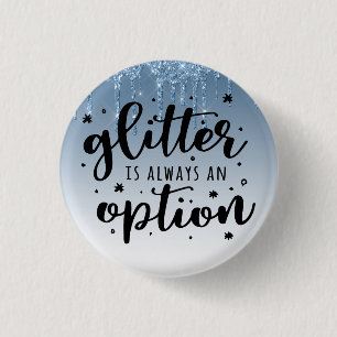 Badge Rond 2,50 Cm Paillettes bleues qui dégoulinent/Les paillettes s