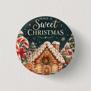 Badge Rond 2,50 Cm Pain d'épice personnalisé Noël avec bonbon, gâteau